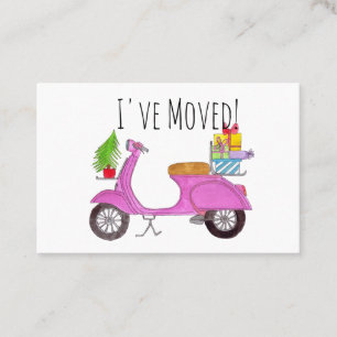 Carte De Visite Nouvelle adresse Scooter rétro de Noël
