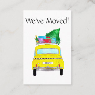 Carte De Visite Nouvelle adresse taxi jaune avec cadeaux de Noël