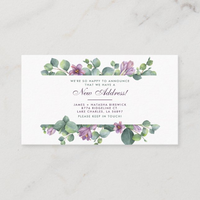 Carte De Visite Nouvelle maison Botanique Nous avons déménagé Euca (Devant)