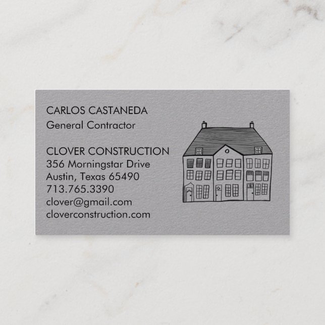 Carte De Visite Nouvelle maison Moderne Construction Entrepreneur  (Dos)
