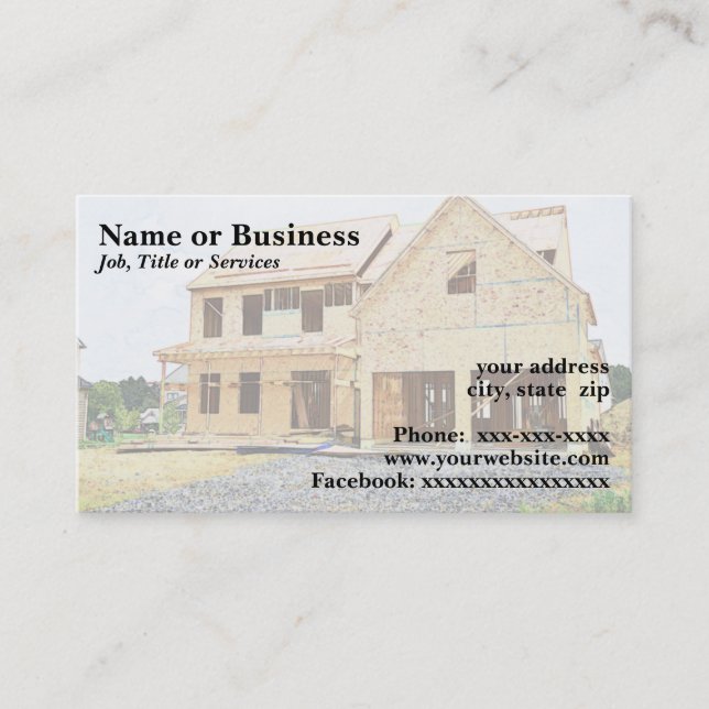 Carte De Visite nouvelle maison unifamiliale en construction (Devant)