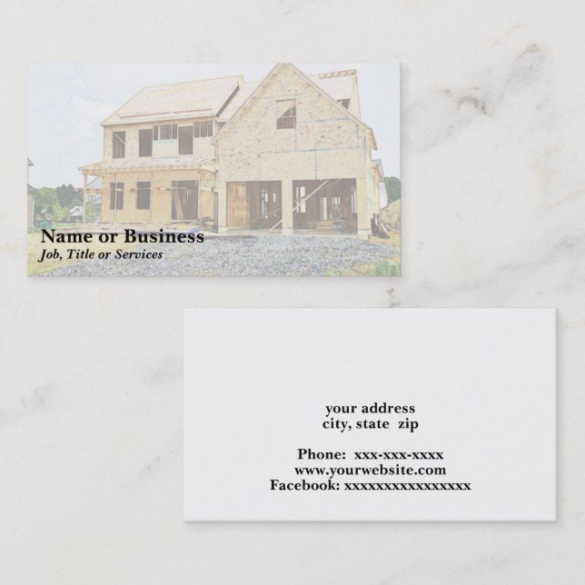 Carte De Visite nouvelle maison unifamiliale en construction (Devant / Derrière)