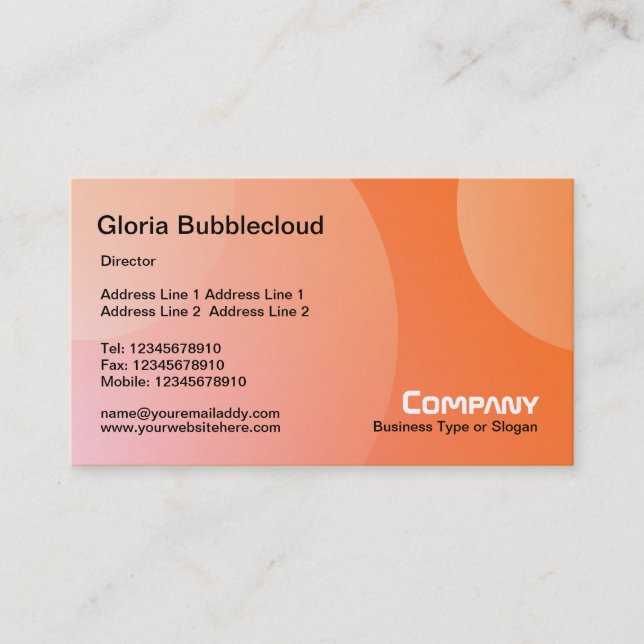 Carte De Visite Nuage de bulles - Nuances de pâle orange (Devant)