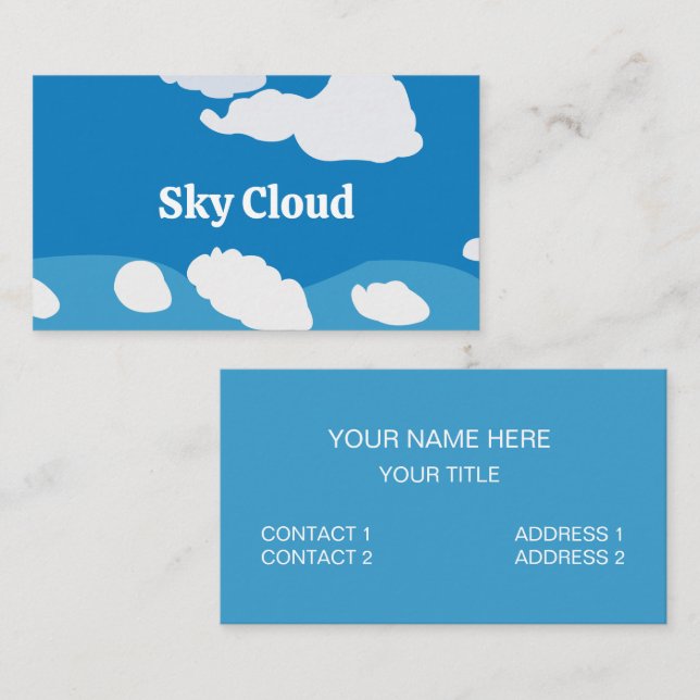 Carte De Visite Nuage de Ciel Bleu (Devant / Derrière)