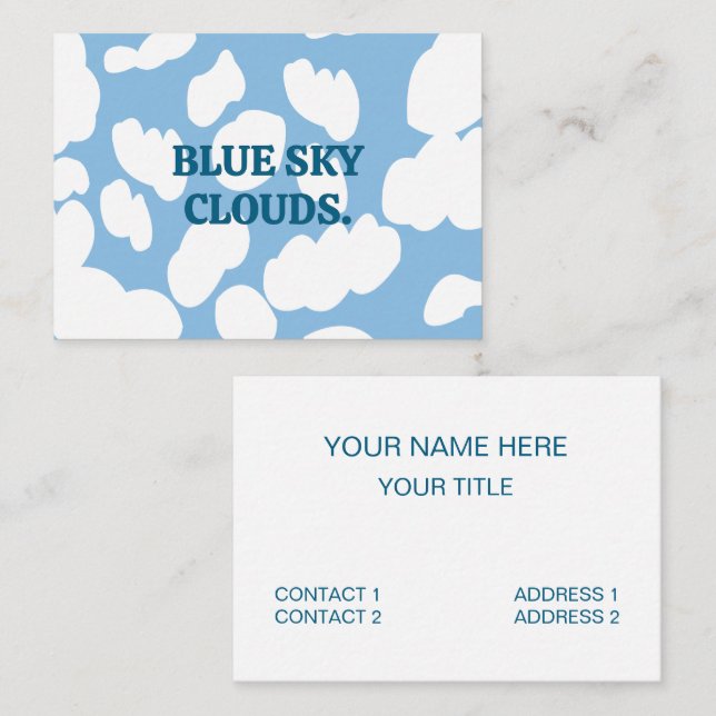 Carte De Visite Nuages Ciel Bleu Nuages  (Devant / Derrière)