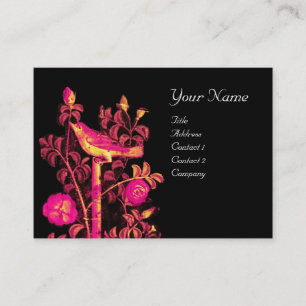 Carte De Visite NUIT AVEC MONOGRAM ROSE, Jaune rose Noir