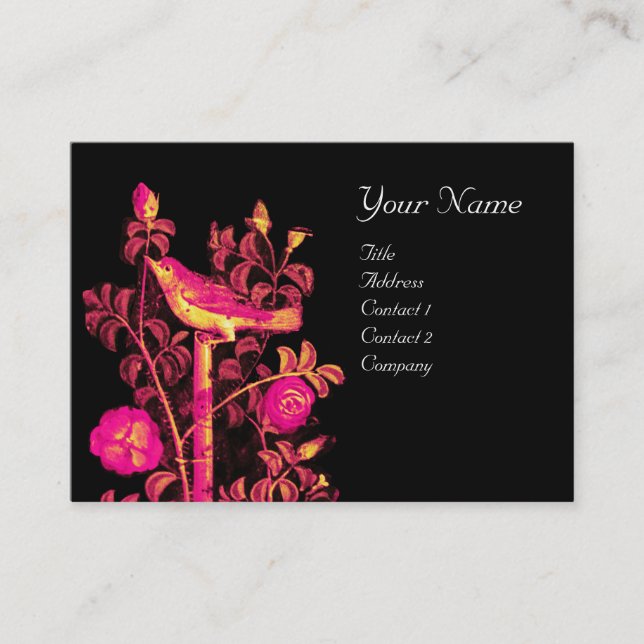 Carte De Visite NUIT AVEC MONOGRAM ROSE, Jaune rose Noir (Devant)