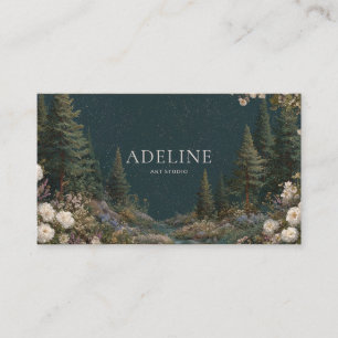 Carte De Visite Nuit étoilée céleste florale de la forêt