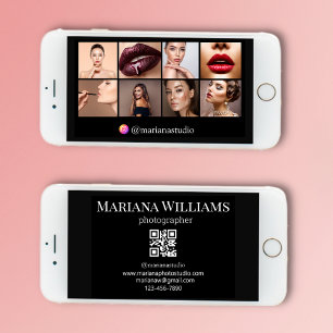 carte de visite numérique 8 photos code qr noir ca