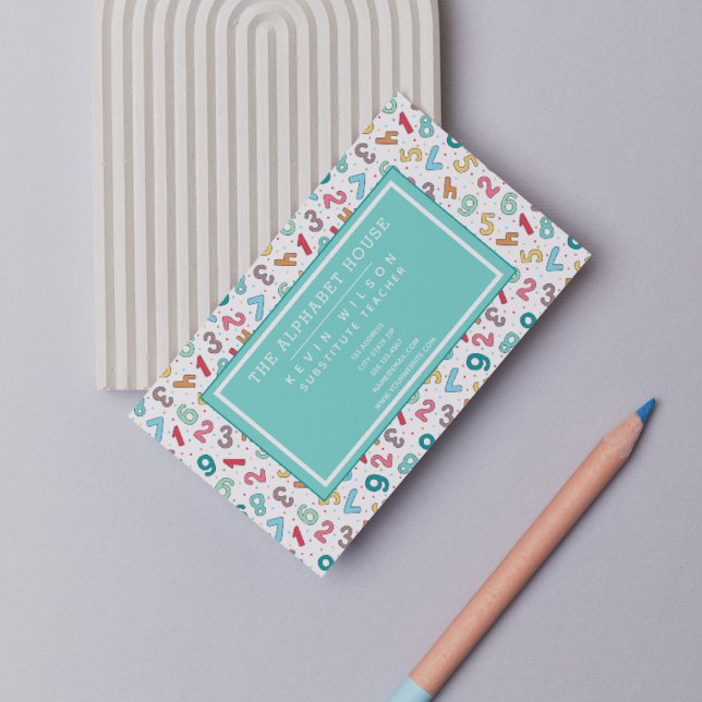 Carte De Visite Numéro de menu Motif - Enseignant substitut / Tute (Créateur téléchargé)