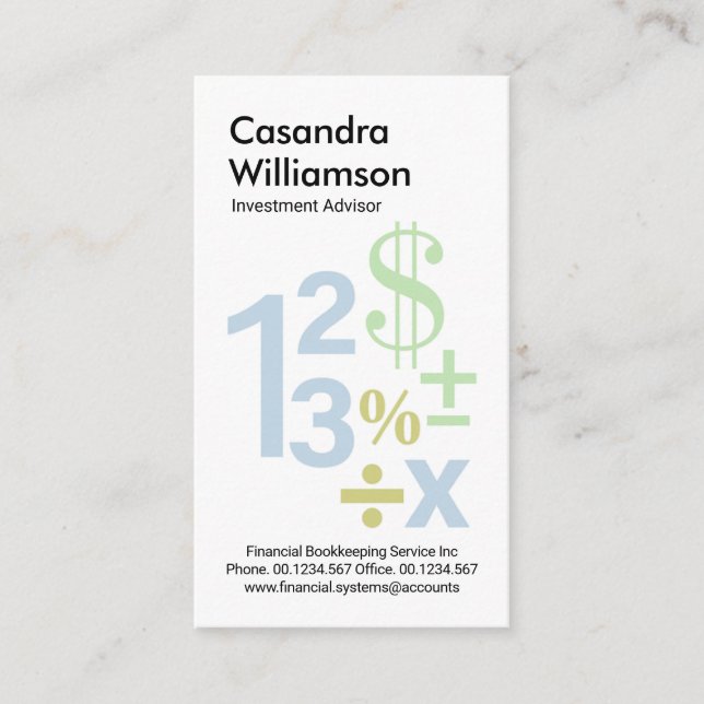 Carte De Visite Numéros flottants créatifs Symboles mathématiques (Devant)