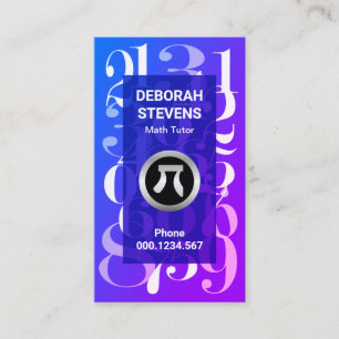 Carte De Visite Numéros mathématiques bleu luminescent Math Tutor