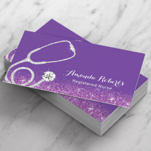Carte De Visite Nurse Caregiver Medical Purple Glitter