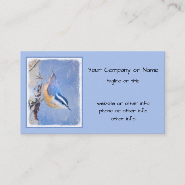 Carte De Visite Nuthatch à poitrine rouge Peinture d'art original  (Devant)