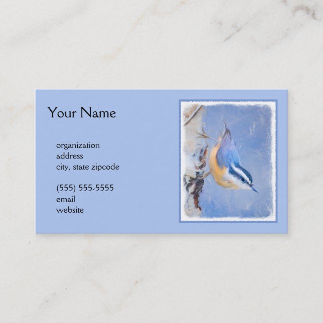 Carte De Visite Nuthatch à poitrine rouge Peinture d'art original  (Devant)
