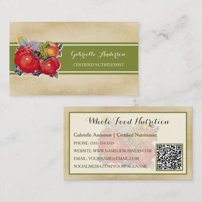 Carte De Visite Nutritionniste en Alimentation Complète (Devant / Derrière)