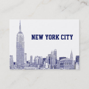 Carte De Visite NYC Skyline Etched 01 Blue