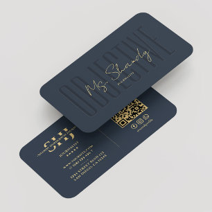 Carte De Visite Objectif Journaliste Élégant Monogramme bleu moder