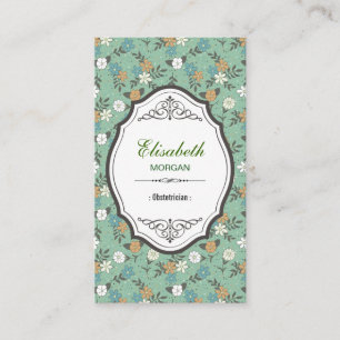 Carte De Visite Obstétricien - Élégant floral Vintage