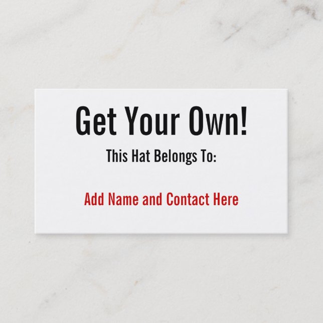 Carte De Visite Obtenez vos propres ! (Devant)