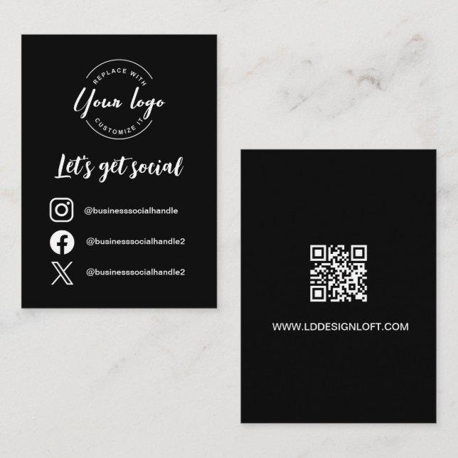Carte De Visite Obtenons les poignées des médias sociaux et le cod (Devant / Derrière)