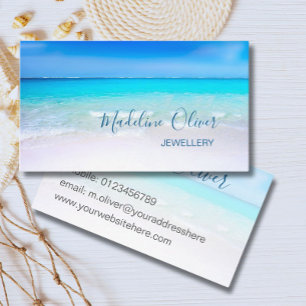 Carte De Visite Ocean Beach Bijoux en mer Aqua Blue élégant