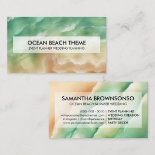 Carte De Visite Ocean Beach Event Planning Party Green Sea