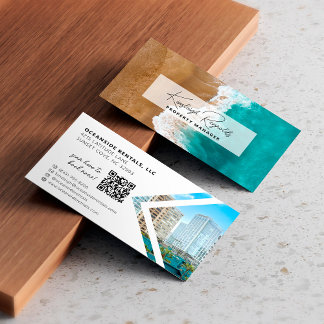 Carte De Visite Ocean / Beach Rental Property Manager Code QR