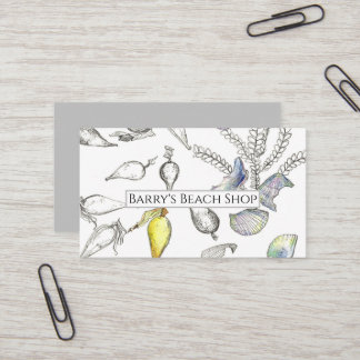 Carte De Visite Ocean Beach Shells Sea Plantes Kelp Seaweed