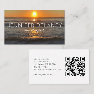 Carte De Visite Ocean Beach Waves Sunset Nature Photo Voyage QR