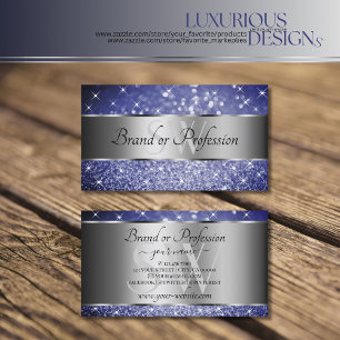 Carte De Visite Océan Bleu Parties scintillant Argent Lumineuses