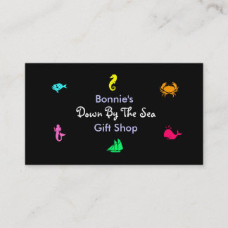 Carte De Visite Ocean Glow_noir aquarium style multi-icône