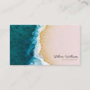 Carte De Visite Océan Nautique Turquoise Waves Gold Parties scint