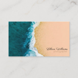 Carte De Visite Océan Nautique Vagues Turquoises Gold Parties sci