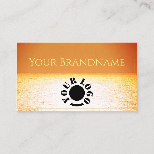 Carte De Visite Ocean Orange Yellow Ombre Sunset Logo personnalisé (Devant)