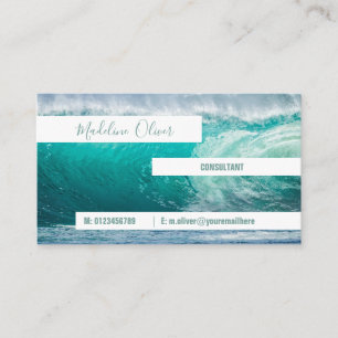 Carte De Visite Ocean Sea Blue Waves Beach Aqua Modern White