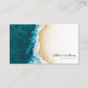 Carte De Visite Ocean Turquoise Waves Gold Parties scintillant Omb