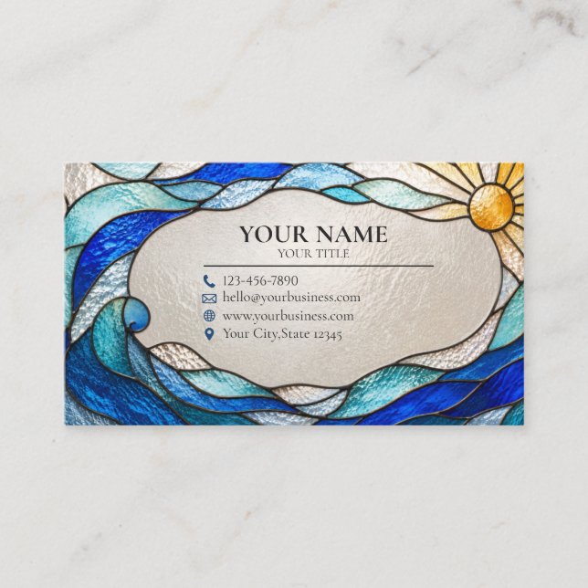 Carte De Visite Ocean Wave Sun Stained Glass Business Card (Devant)