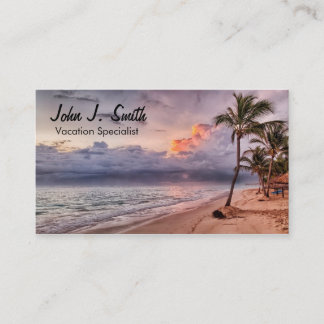 Carte De Visite Ocean Waves Sandy Beach Sunset