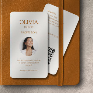 Carte De Visite Ochre et ivoire Photo Social QR Code