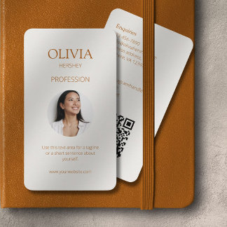 Carte De Visite Ochre et ivoire Photo Social QR Code