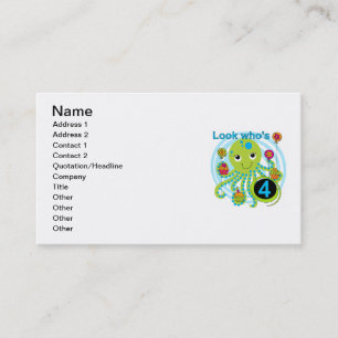 Carte De Visite Octopus 4e anniversaire T-shirts et cadeaux