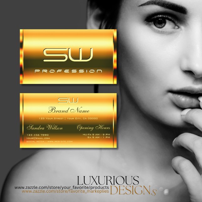 Carte De Visite OEil à l'oeil brillant chimmerge orange et monogra (Créateur téléchargé)