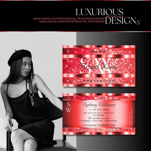 Carte De Visite Oeil Attraper Ruby Rouge Parties scintillant Étinc (Créateur téléchargé)