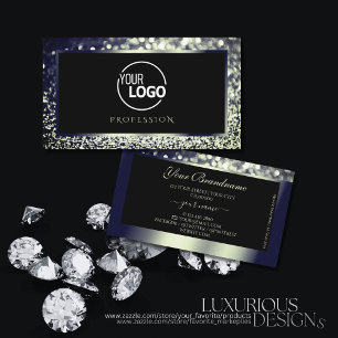 Carte De Visite Oeil Capture Bleu Argent Ombre Parties scintillant