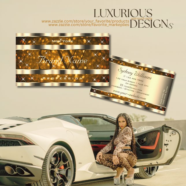 Carte De Visite Oeil Capture Or Orange Parties scintillant Étoiles (Créateur téléchargé)