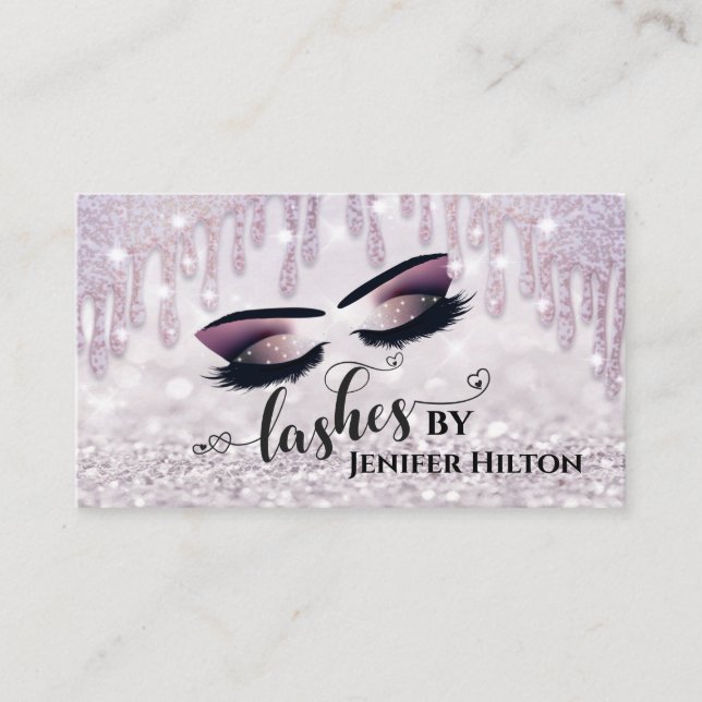 Carte De Visite Oeil de maquillage de luxe Glittery lashes calligr (Devant)