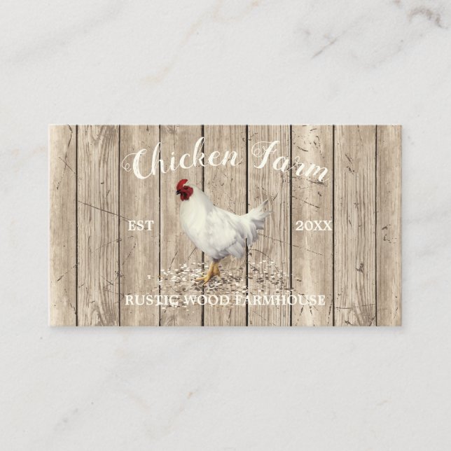 Carte De Visite Œuf de Ferme en Bois Rustique Poulet (Devant)