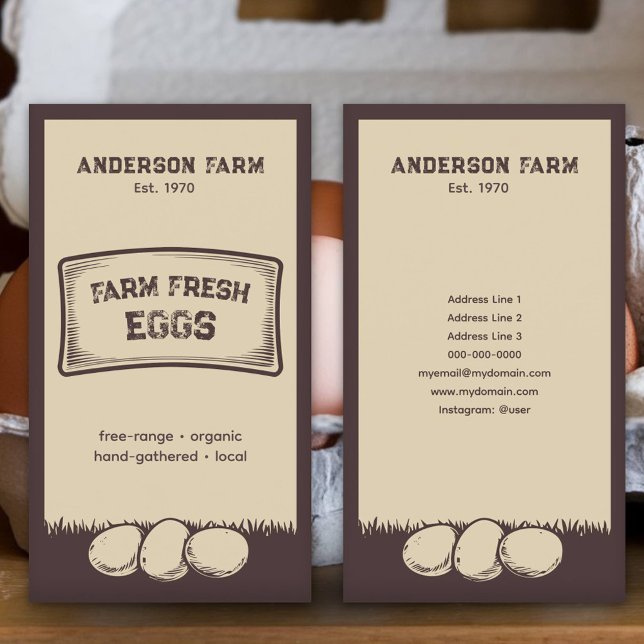 Carte De Visite OEufs Brown Rustiques (Rustic Brown Farm Fresh Eggs Business Card)
