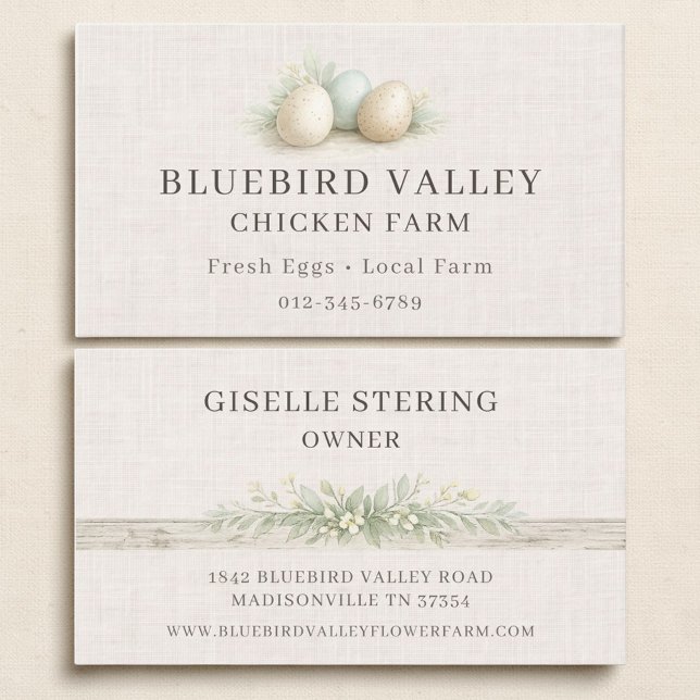 Carte De Visite Oeufs de Ferme de Poules Lin Shabby Chic (Créateur téléchargé)